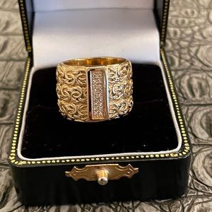 Solid sterling silver Size 6 1/2 yellow gold over sterling moissanite ba…